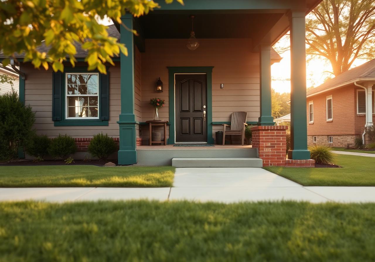 Welcoming front porch of a Midwestern home